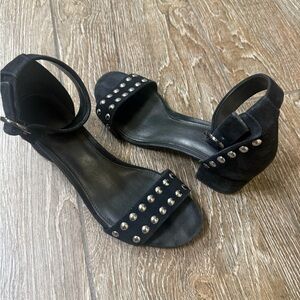 Michael Kors Black Suede Studded Block Heel w/ Ankle Strap- 6.5